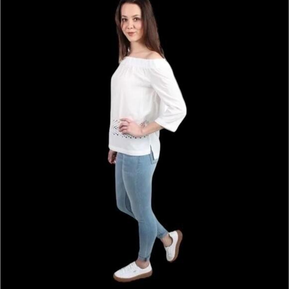 Selected Femme white 7/8 sleeve off the shoulder shirt - Picture 2 of 10